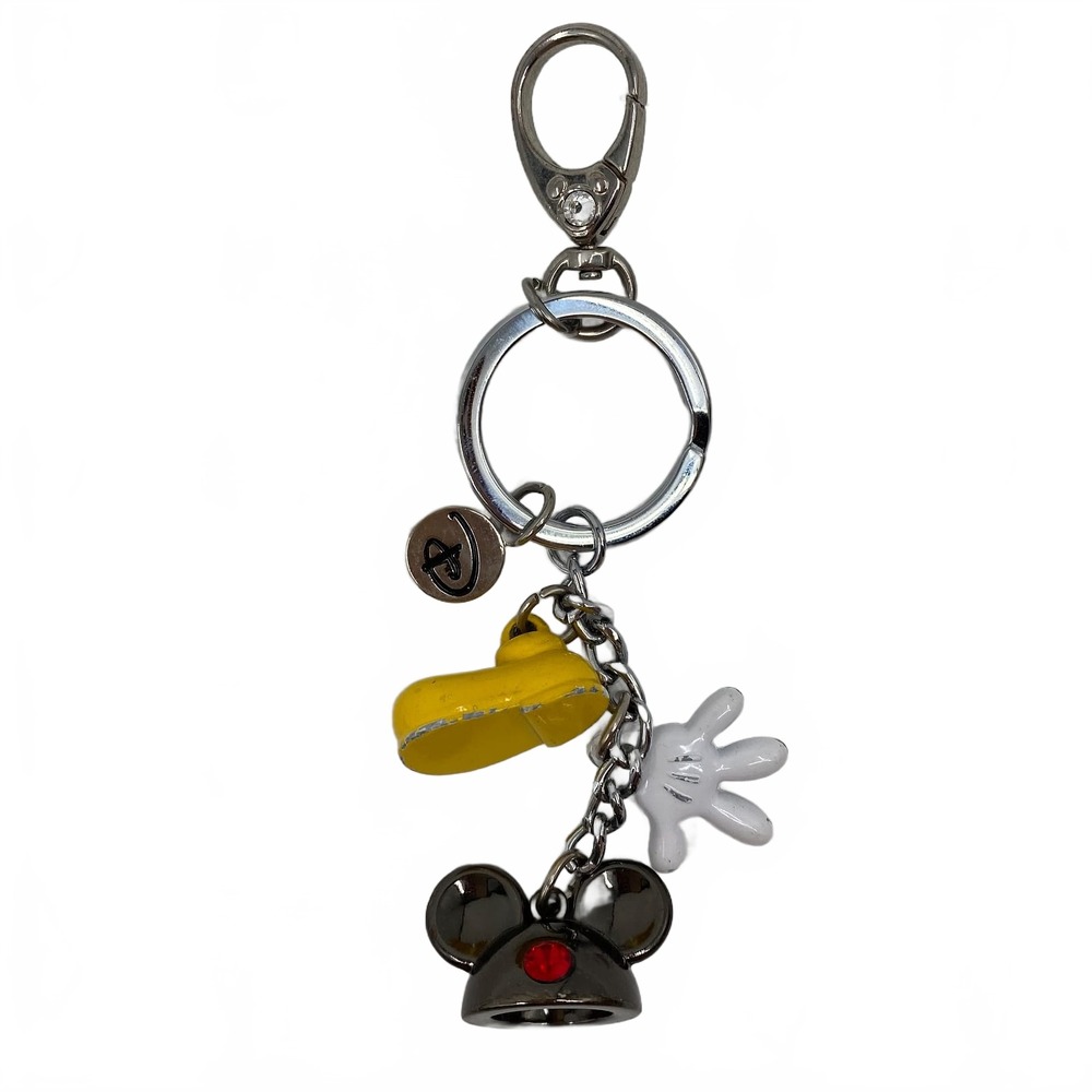 Disney Silver Yellow Mickey Mouse Pieces Keychain | OS Regular